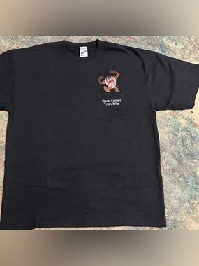 Warner Bros. Black Tee with Taz Pocket Graphic